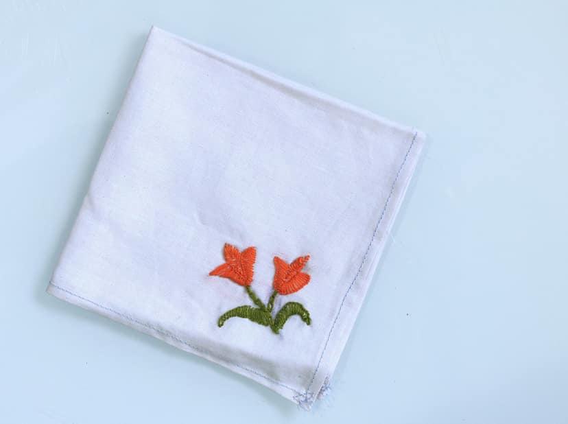 Set of 4 Hand Embroidered Floral Handkerchief view 8