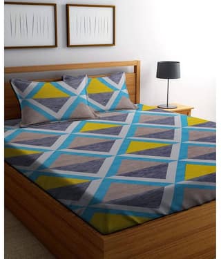 Aazeem Polyester 1 Double Bedsheet with 2 Pillow Covers ( Gray )