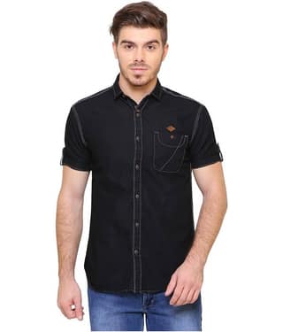 Kuons Avenue Denim Slim Fit Men's Casual Shirt - Black ( Pack of 1 )