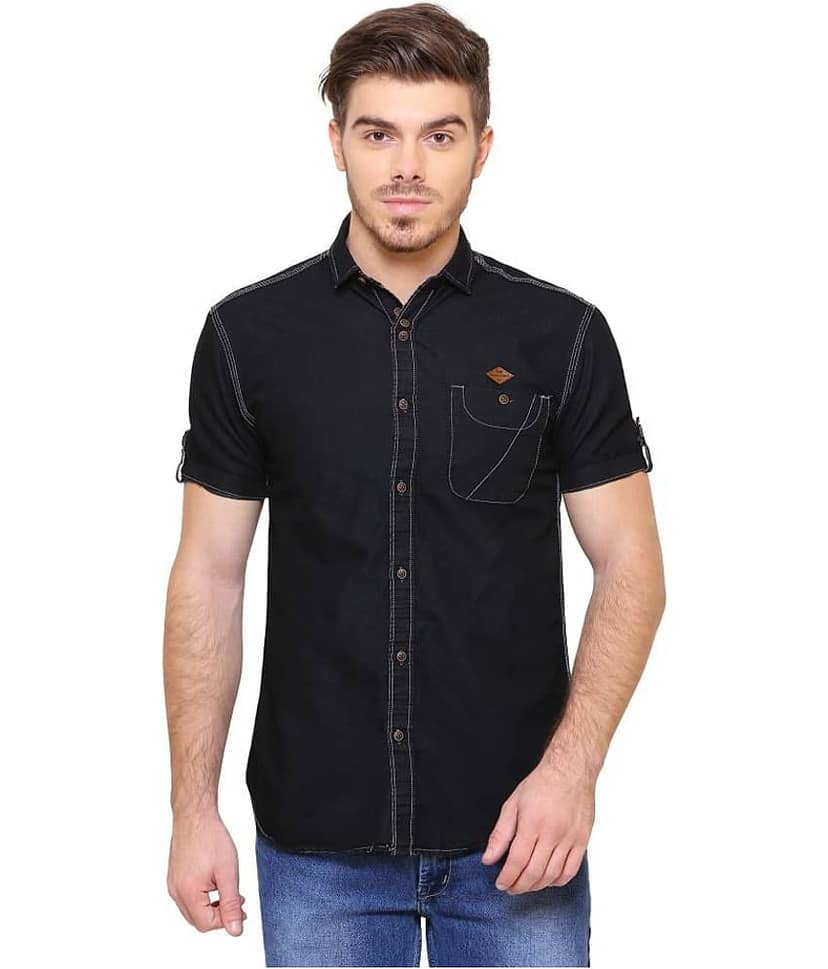 Kuons Avenue Denim Slim Fit Men's Casual Shirt - Black ( Pack of 1 )
