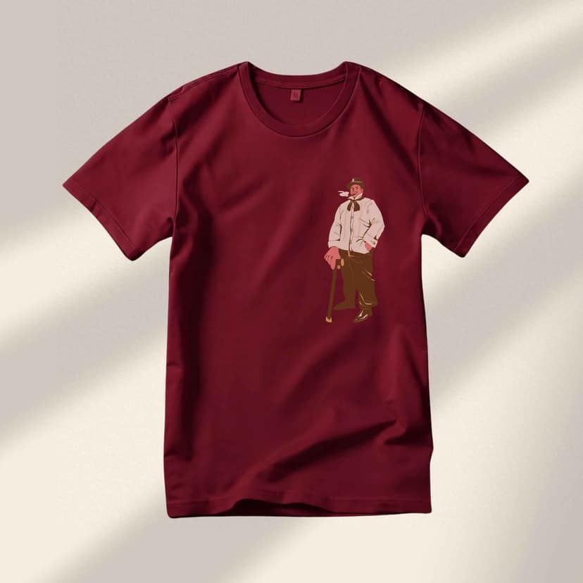 Trishoolin "Retro Gentleman" Anime Theme Graphic T-Shirt | Design 40012MB view 2