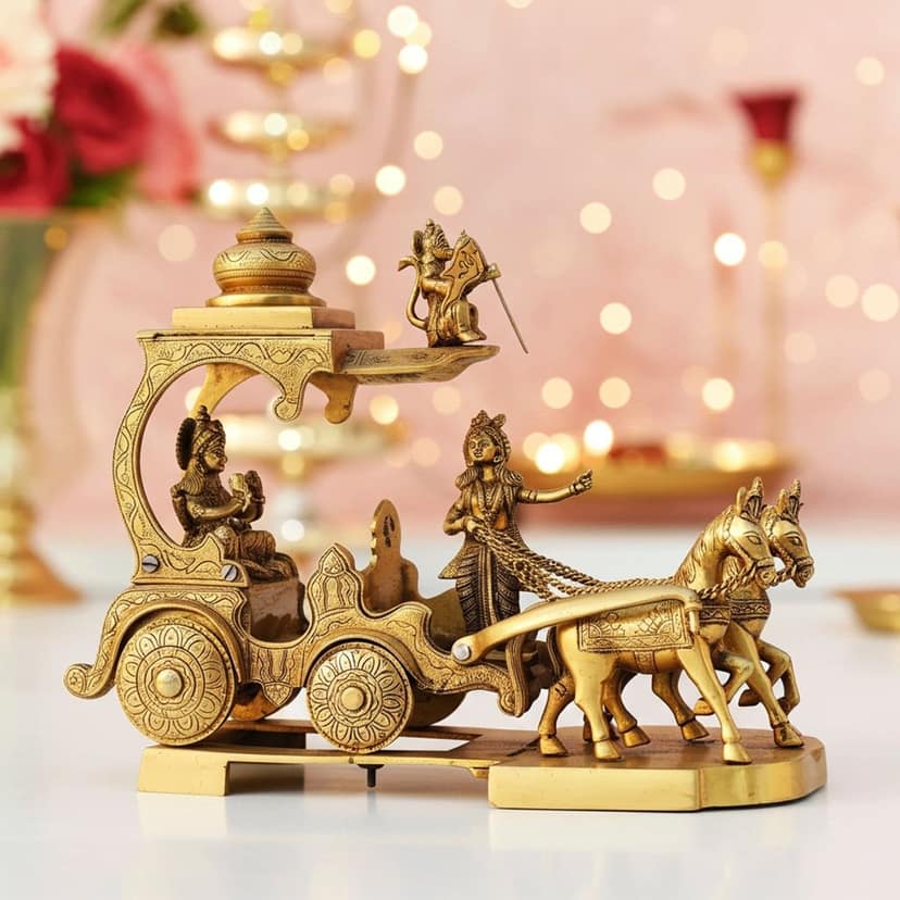 Brass Showpiece Surya Dev Rath | Premium Handcrafted Sun God Religious Decor Item, Height : 14 Inch (BSMAS070 X)