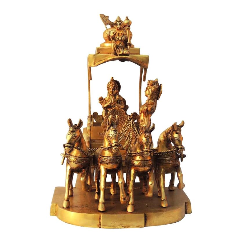 Brass Showpiece Surya Dev Rath | Premium Handcrafted Sun God Religious Decor Item, Height : 14 Inch (BSMAS070 X) view 2