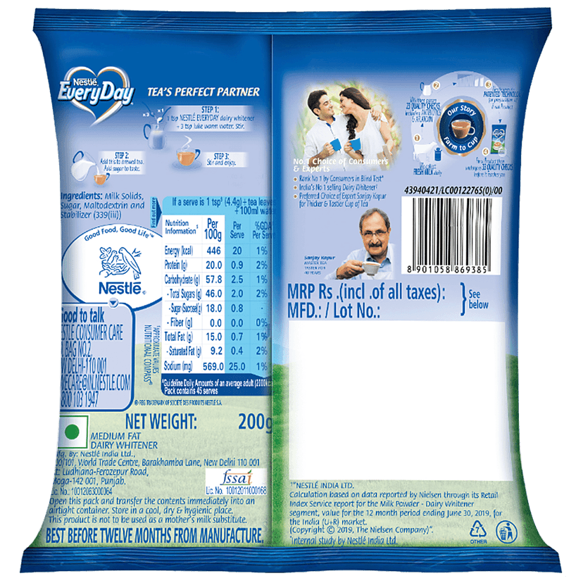 Nestle Everyday Dairy Whitener - Milk Powder For Tea, 200 G Pouch view 2