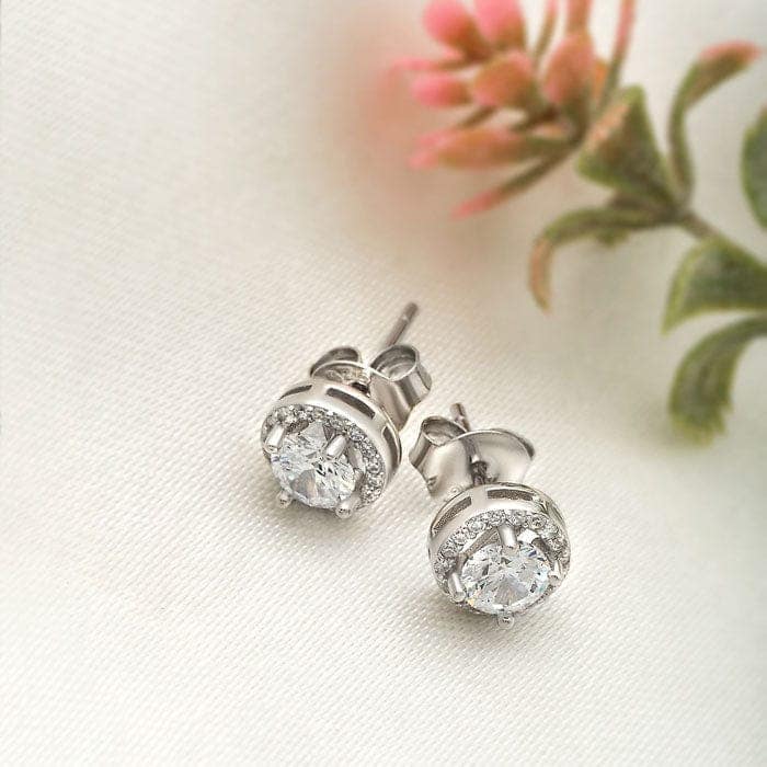 Silver Crystal Gloss Earrings view 3