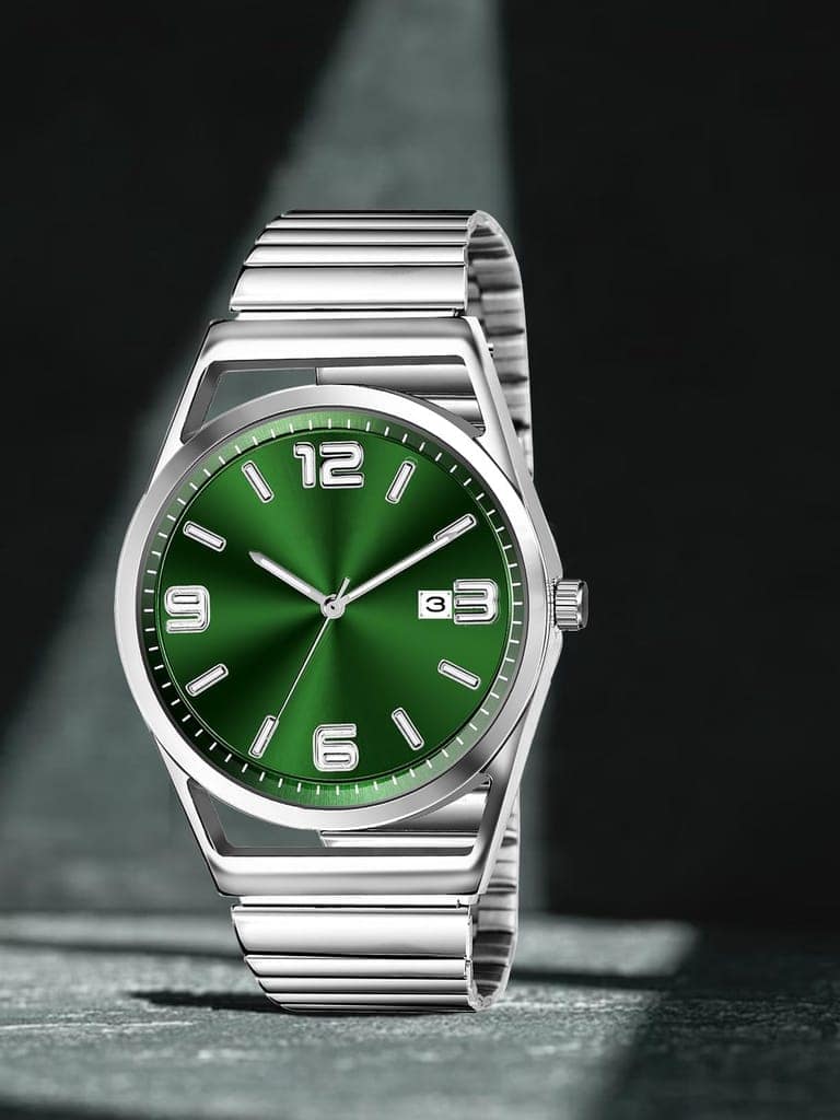 Green Dial Date Function Analog Watch for Men LR155 view 2