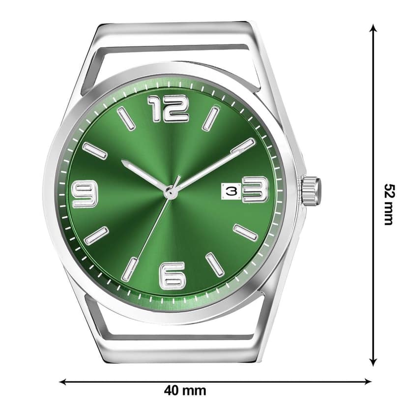 Green Dial Date Function Analog Watch for Men LR155 view 5