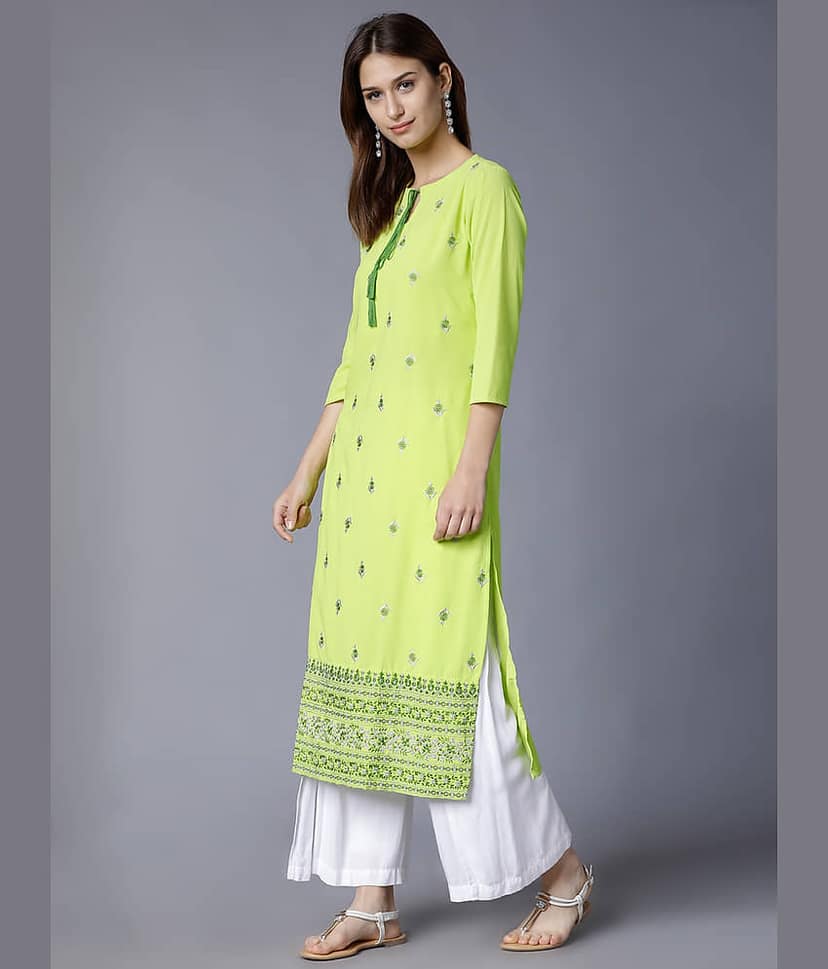Vishudh Women Polyester Printed Straight Kurti ( Multicolor ) view 2