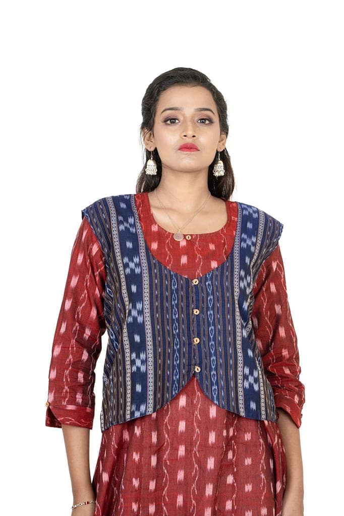 GHL � GUENDICHA HAAT LLP Sambalpuri Certified Handloom Women's Pure Cotton Jacket view 3