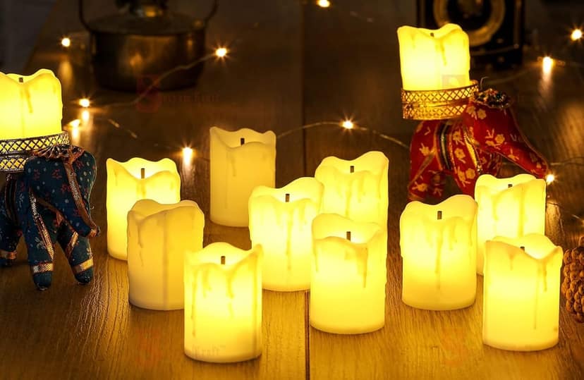 GLOWSERIE Battery Operated Wax Look Candles with Soft Glow for Home Décor