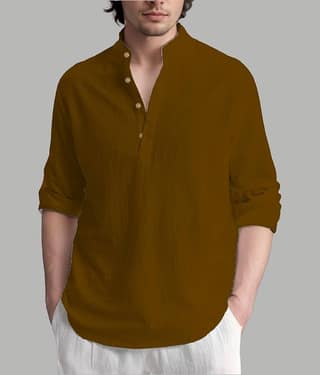 TrendiVastra Light Green Cotton Blend Men's Shirt Style Kurta ( Pack of 1 )