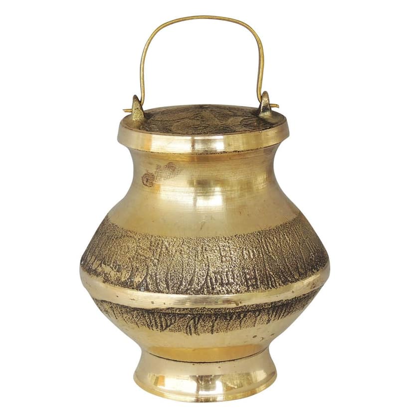 Brass Gangajali No. 7 ? Traditional Water Kalash for Pooja, Height : 4 Inch (ZMAS200 R) view 2