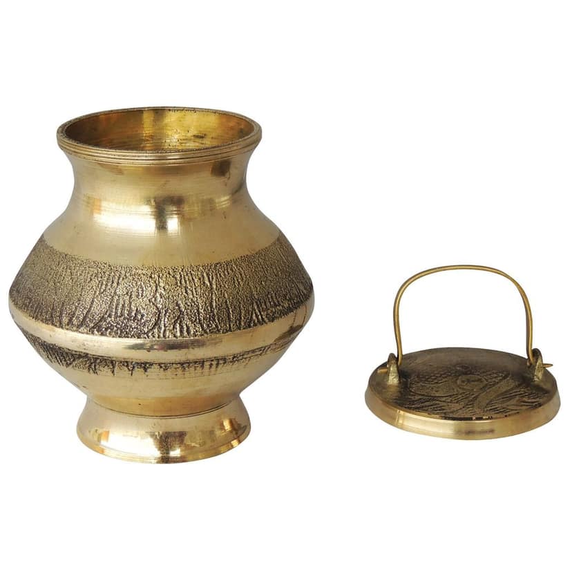Brass Gangajali No. 7 ? Traditional Water Kalash for Pooja, Height : 4 Inch (ZMAS200 R) view 3