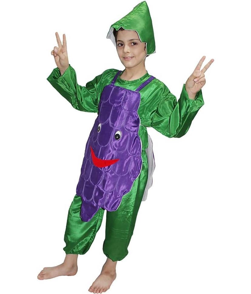 Kaku Fancy Dresses Grapes Fruits Costume -Purple & Green, 8-10 Years, for Boys & Girls view 2