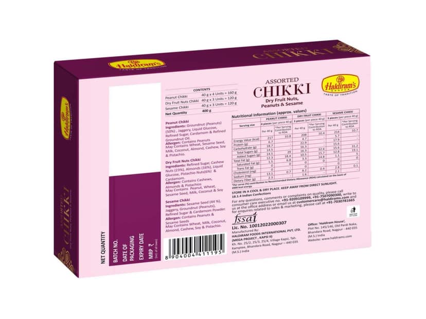 Haldiram's Assorted Chikki Packed Sweets - 400 Gm - Pack of 2 view 4