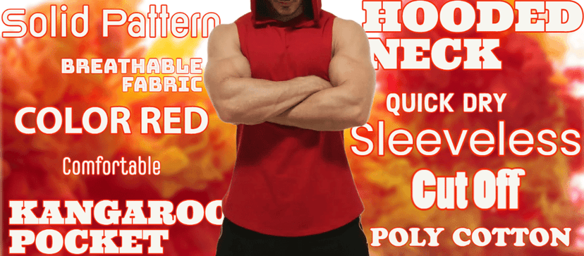 Hot Button Solid Stringer Gym Vest Hoodie for Men with Kangaroo Pocket - Stylish and Functional Workout Apparel view 6
