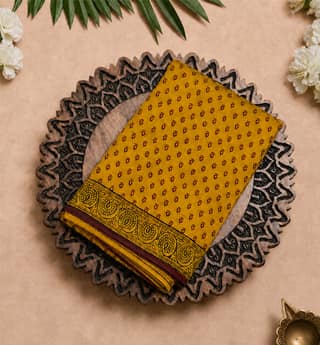 Handcrafted Bagh Print Cotton By Silk Saree