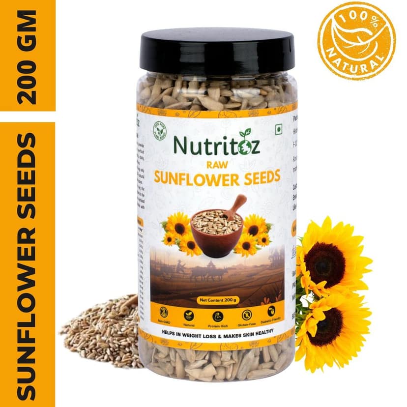 Nutritoz Raw Sunflower Seeds for Eating, Rich in Proteins, Fiber, Calcium, Magnesium and Zinc with many other Health Benefits