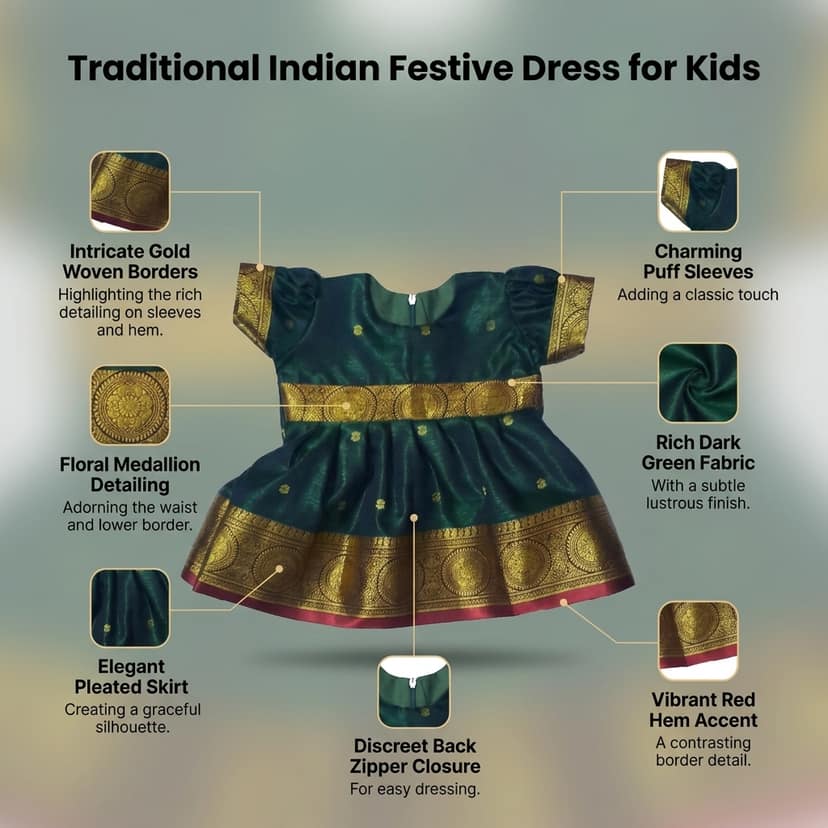 LUSTER Silk Satin Frock (Month 0-6, 6-12, 12-18) (4-5 Years, Green) view 4