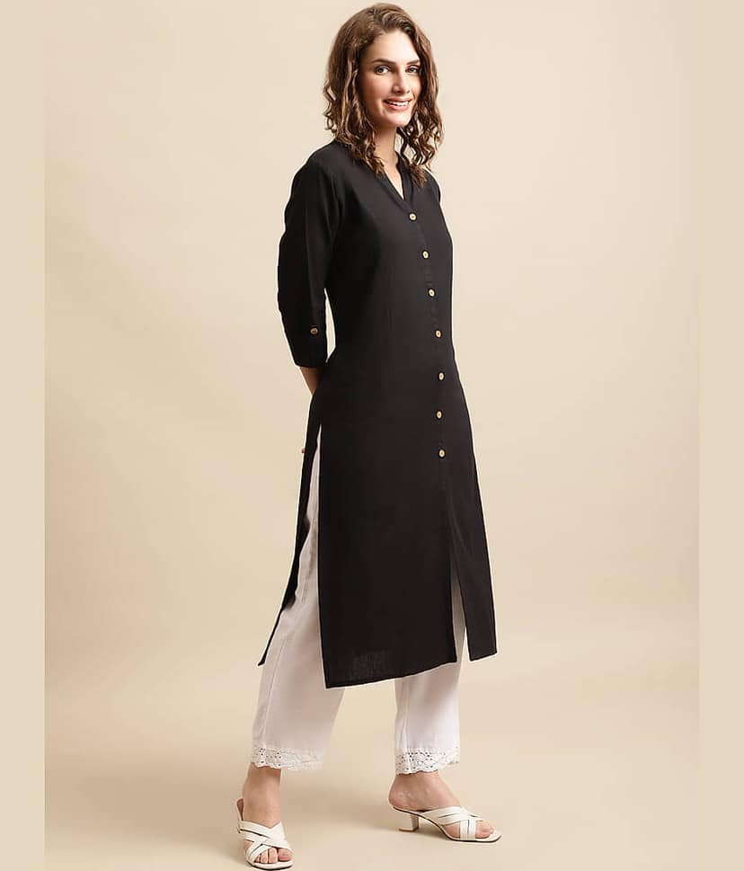 Pistaa - Yellow Cotton Women's Front Slit Kurti ( Pack of 1 ) view 2