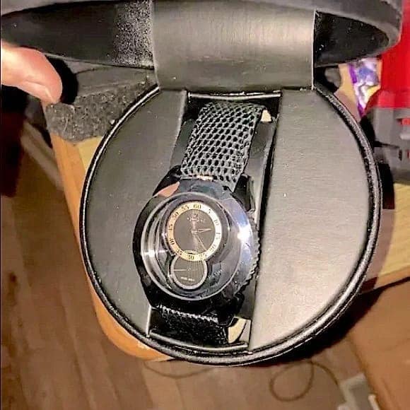 Mens Black Leather Lizard skin Wrist watch BRAND NEW! view 2
