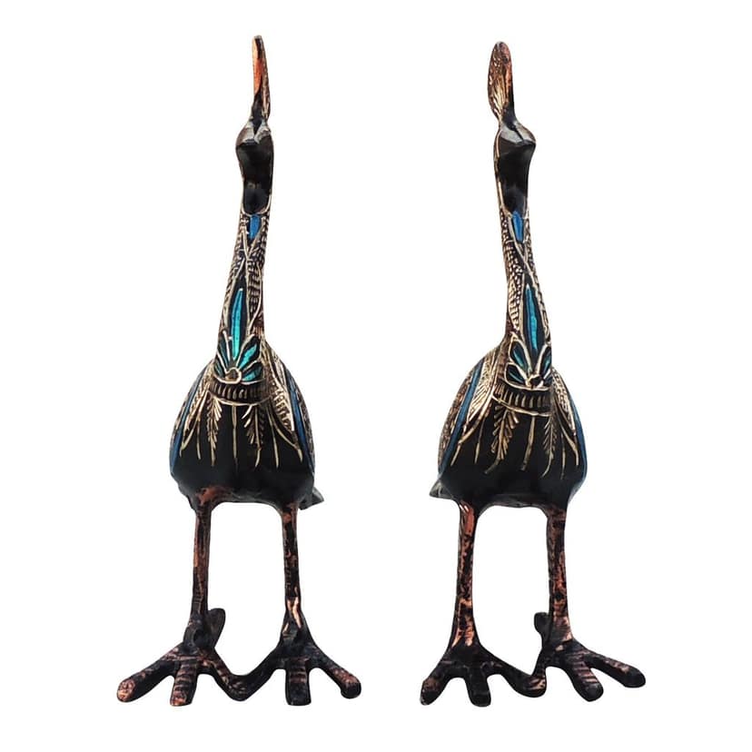 Handcrafted Brass Peacock Pair Statue for Home Decor & Vastu, Height : 7.5 Inch (ANMAS250 A) view 3