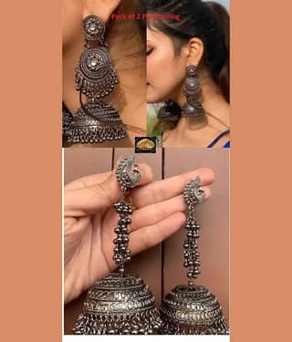 Samridhi DC Silver Drop Earrings ( Pack of 2 )