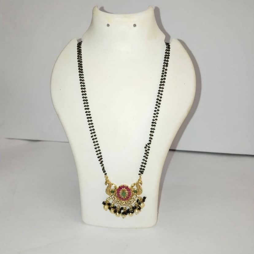 Black Beads Mangalsutra with Gold Pendant for Women