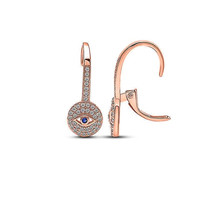 Rose Gold Evil Eye Droop Earrings view 4