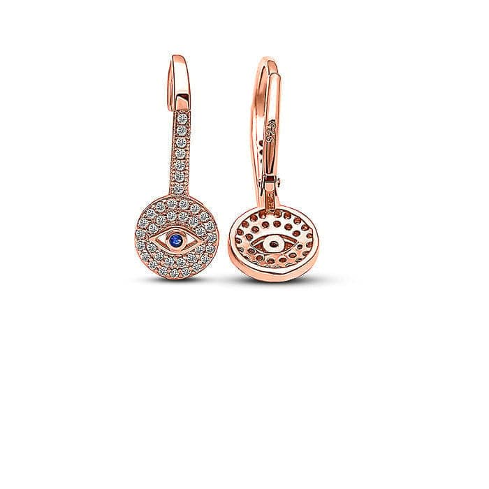 Rose Gold Evil Eye Droop Earrings view 5
