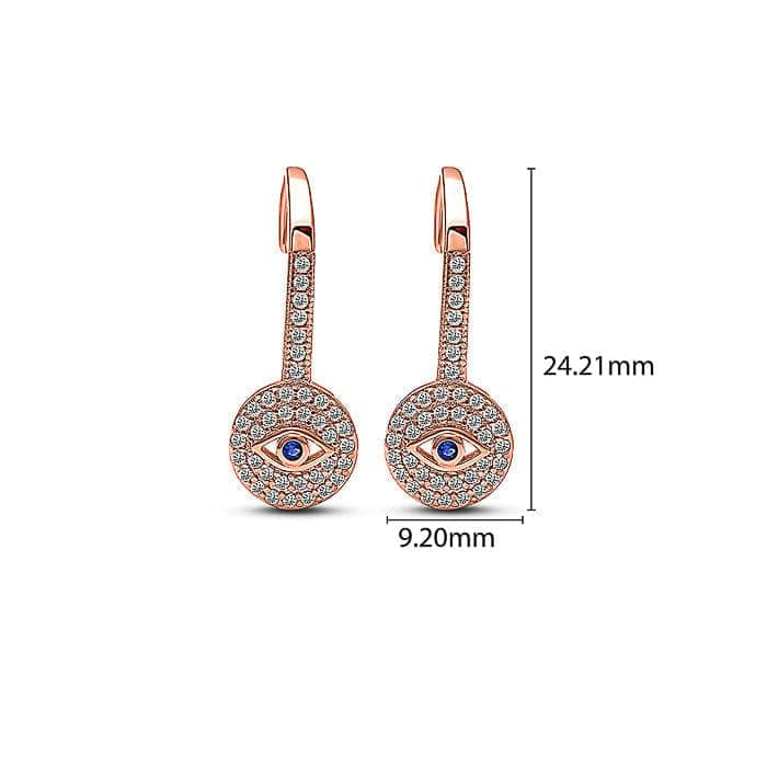 Rose Gold Evil Eye Droop Earrings view 6