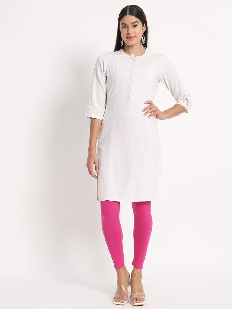 Soft Colors Women's Skinny Fit Ethnic Wear Ankle Length Leggings (Light Purple) view 5