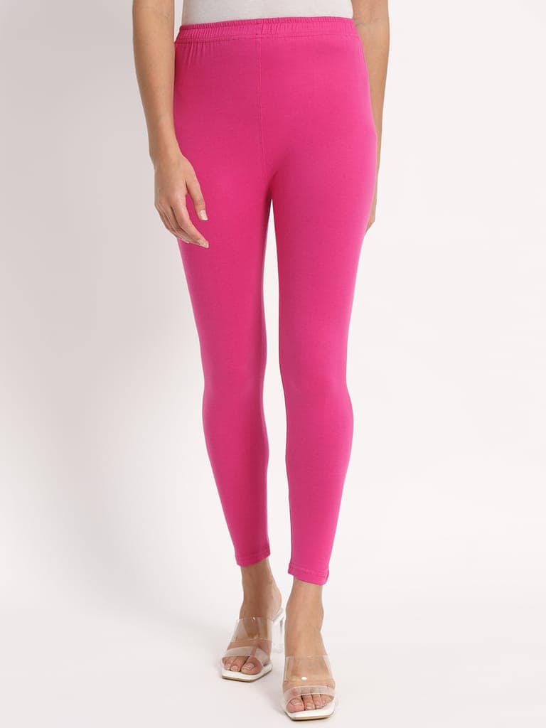 Soft Colors Women's Skinny Fit Ethnic Wear Ankle Length Leggings (Light Purple) view 7