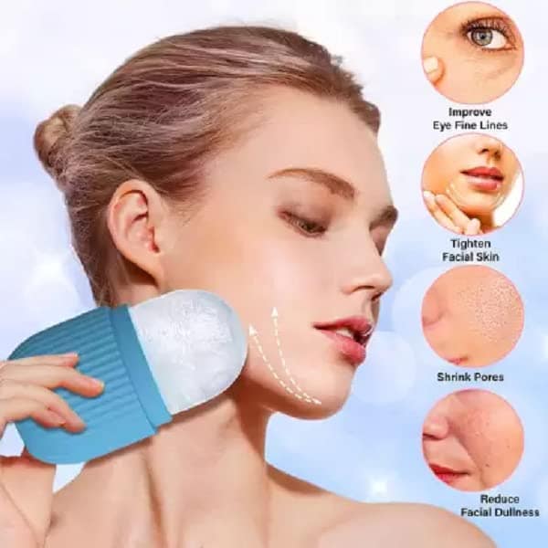 Elecsera 104 Silicone Facial Ice Globe Mold for Face Massage & De-Puffing Silicone Facial Ice Massager (Blue) view 4