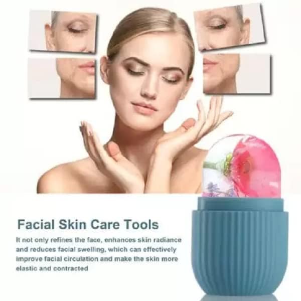Elecsera 104 Silicone Facial Ice Globe Mold for Face Massage & De-Puffing Silicone Facial Ice Massager (Blue) view 5