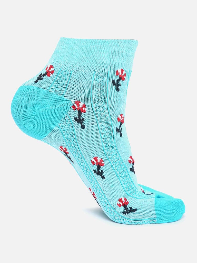 Kolor Fusion Women Ankle Length Floral Cotton Thumb Socks (Pack of 4) view 3
