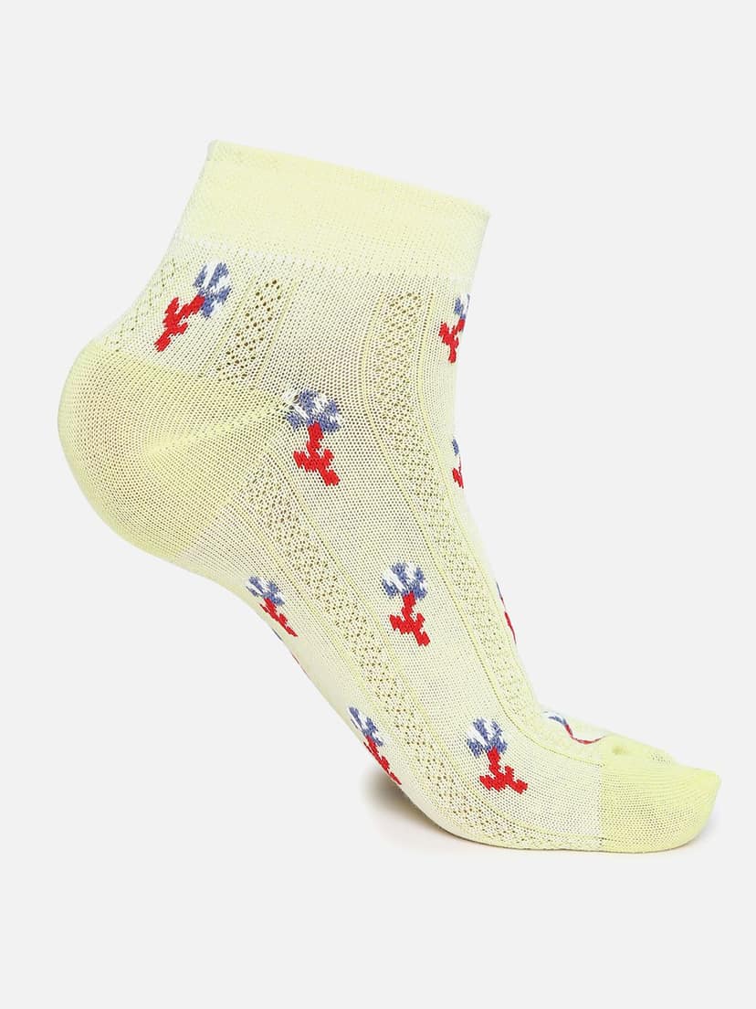 Kolor Fusion Women Ankle Length Floral Cotton Thumb Socks (Pack of 4) view 4