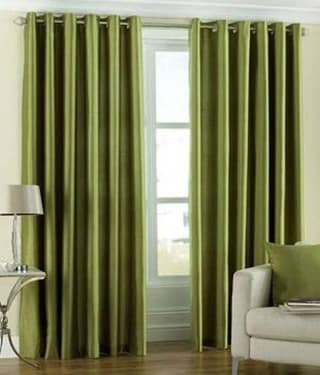 N2C Home Solid Semi-Transparent Eyelet Curtain 5 ft ( Pack of 2 ) - Green