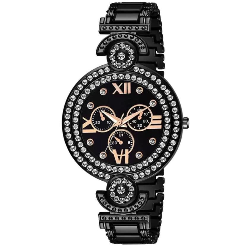 Bolun Black Meena Dial Black BD Girls and Women Watch view 2