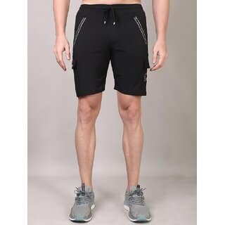 T Dot Mens Black Lycra Blend Shorts