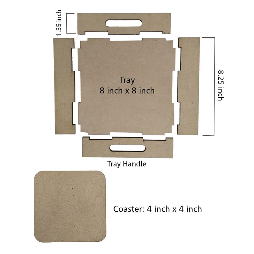 Pen Mandala on MDF Tray with Square Tea Coasters DIY Kit by Penkraft view 2