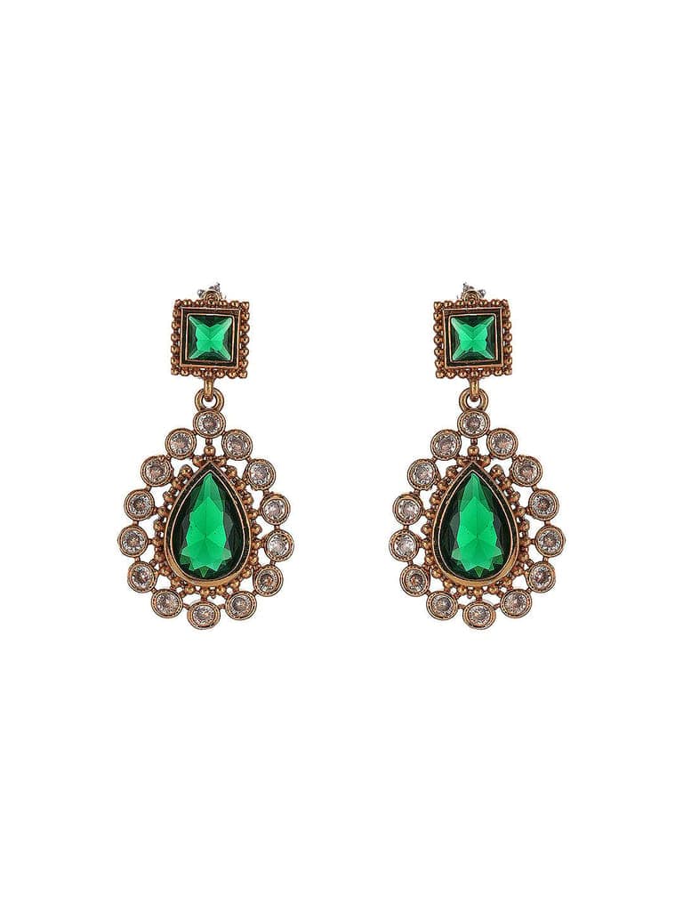 Antique Gold Polish Emerald Green layered Bridal Statement Necklace Jewellery Set view 9