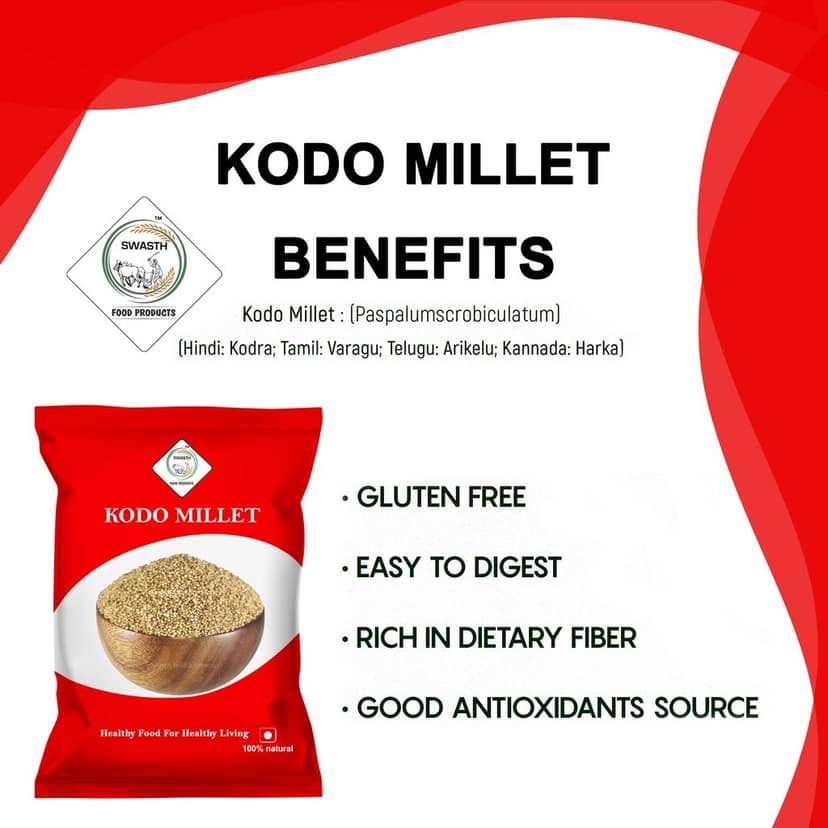 SWASTH Unpolished and Natural Kodo Millet Pack of 5 - 1kg Each (Other Names of Kodo Millet - Koden, Kodra, Varagu, Arikelu, Arika, Harka, Koovaragu, Kodua) view 5