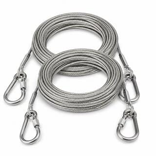 Rust Resistant Multi-Purpose Steel Wire Dori with Carabiner Clips, 10 Metre Each, Set of 2