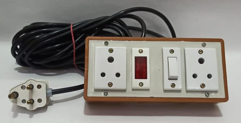 6A 2 Sockets (3 Pin Socket) & 1 Switch Extension Box with Indicator, 6A Plug & 50m Wire view 4