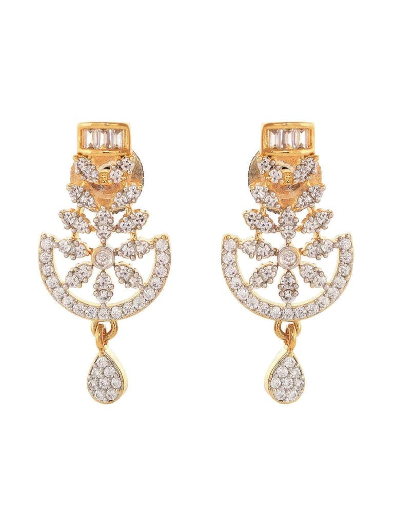 Gold Plated Black & White AD Studded & Beaded Mangalsutra Matching Earrings view 7