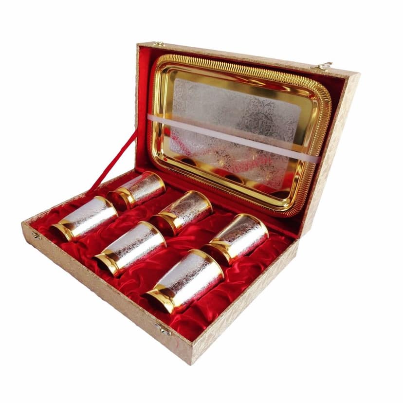 Decorative 6 Pcs. Glass Set With Tray (BMAS175) view 3