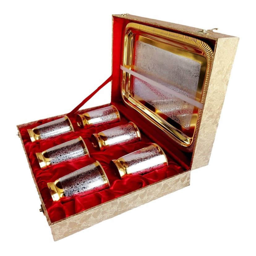 Decorative 6 Pcs. Glass Set With Tray (BMAS175) view 4