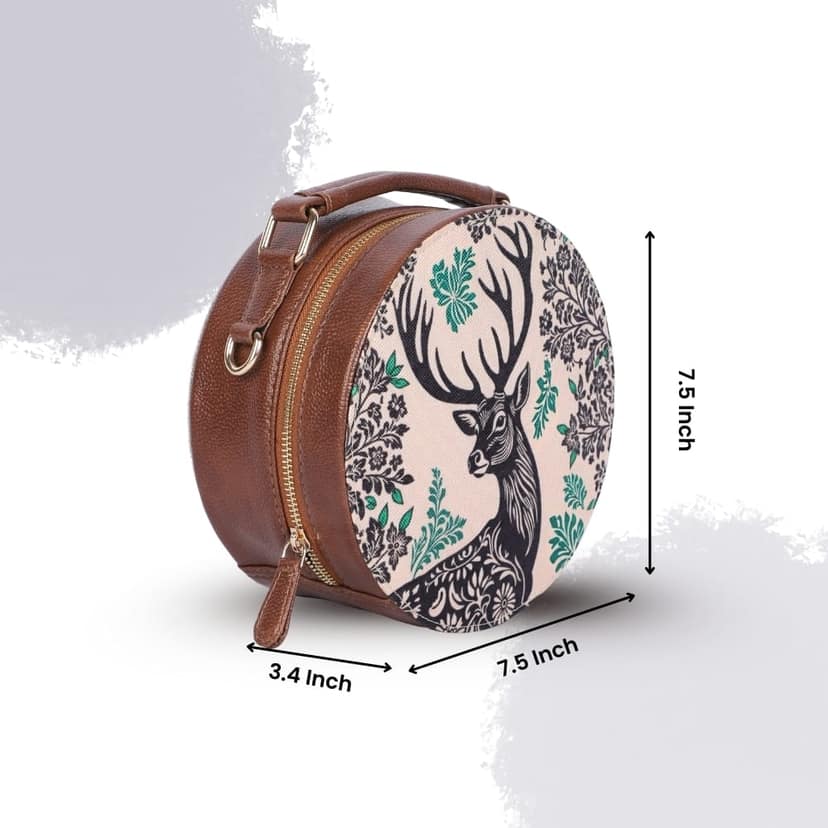WOTM Round Sling Bag for Women | Travel CrossBody Side Bag for Women | Quirky Sling Purse with Detachable Strap | Birthday Gift for Girls & Girlfriend view 2