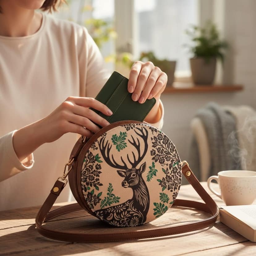 WOTM Round Sling Bag for Women | Travel CrossBody Side Bag for Women | Quirky Sling Purse with Detachable Strap | Birthday Gift for Girls & Girlfriend view 3